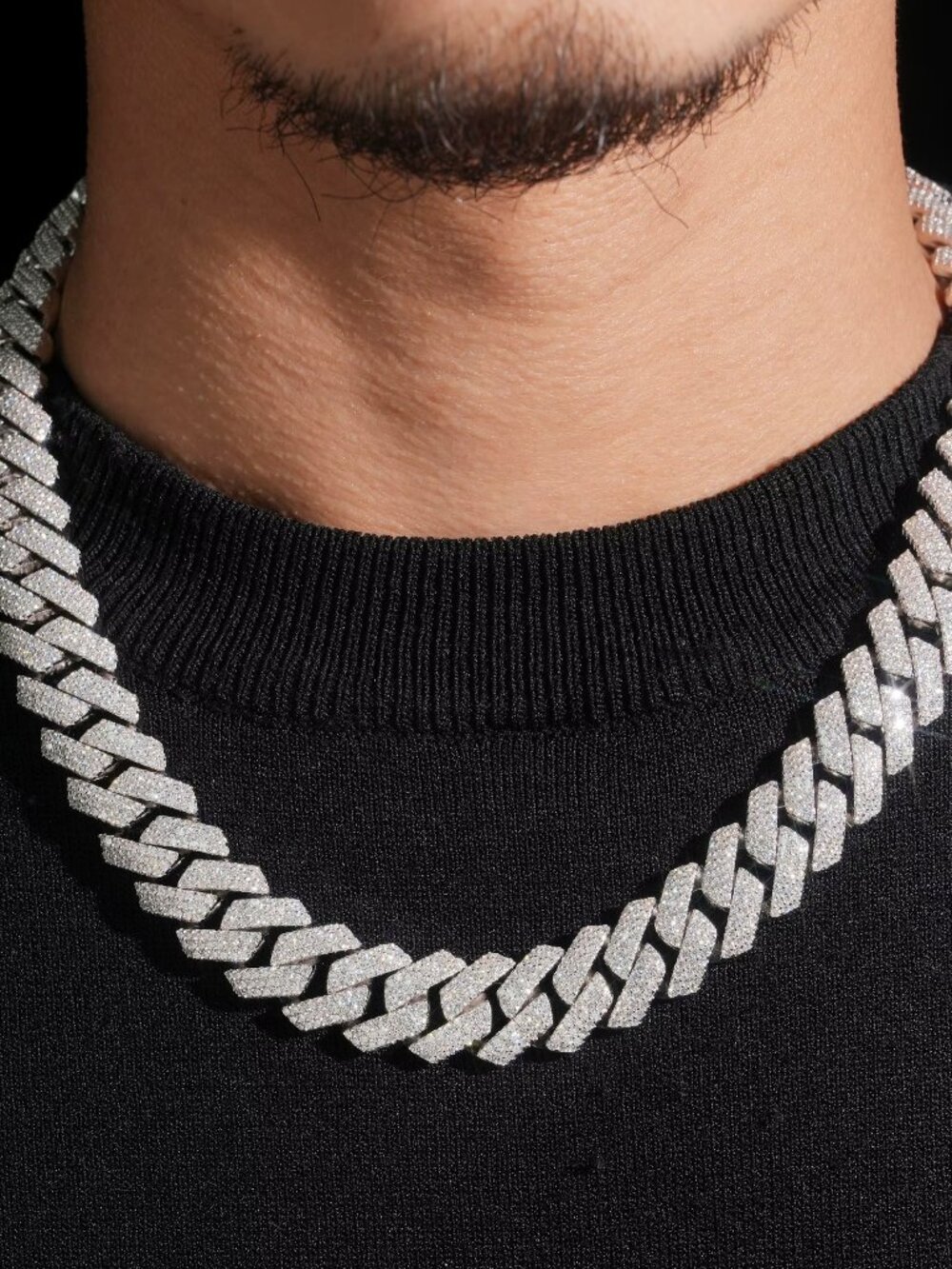 15MM 3Row VVS Moissanite Cuban Link Chain W Gra Certificate Hip-pop Jewerly